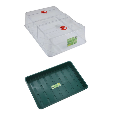 Zestaw: Pokrywka do tacy wysiewowej XL+ Taca do wysiewu XL bez otworów – zielona – 58x40,5 cm - Garland