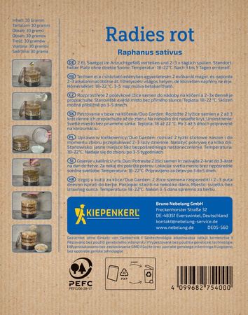 Rzodkiewka Czerwona Radies Rot- nasiona na kiełki - Kiepenkerl