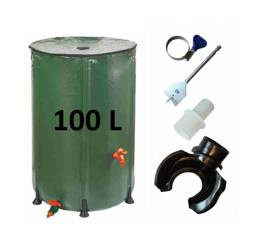 Beczka na wodę deszczową 100 litrów + przyłącze rynnowe