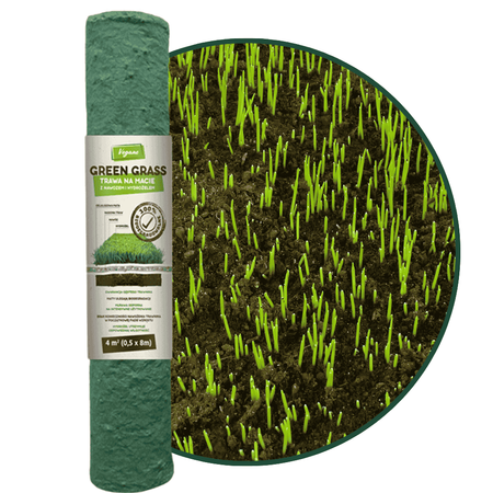  GreenGrass - Trawa Na Macie – z nawozem i hydrożelem Trawy Vegano 3 x 0,5 x 8 m (12  m²)