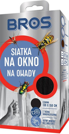 Siatka na okno - czarna 130x150 cm - Bros