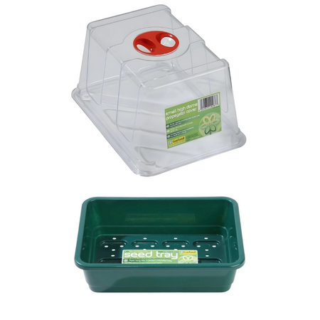 Zestaw: Mała pokrywka do tacy wysiewowej + Mała taca do wysiewu z otworami – zielona - Garland - 23x17 cm