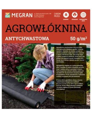 Agrowłóknina 50g/m2 Antychwastowa czarna 3,2 m x 5 mb