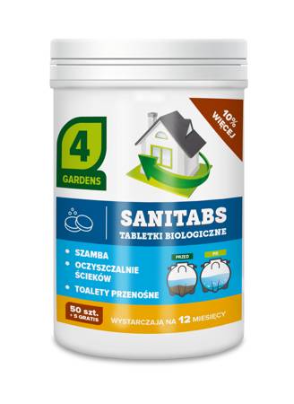 Tabletki Biologiczne Sanitabs - 50 szt. + 5 GRATIS 4Gardens